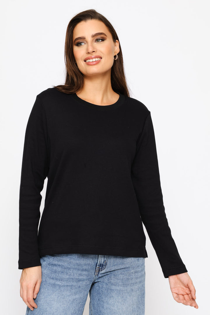 Interlock Boxy Crewneck - Black