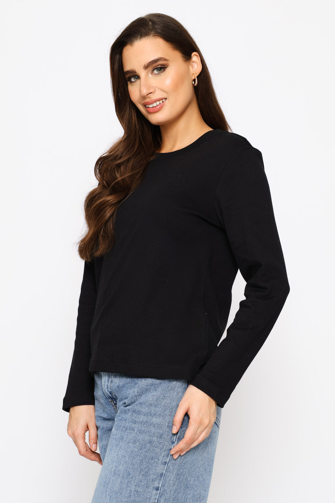 Interlock Boxy Crewneck - Black