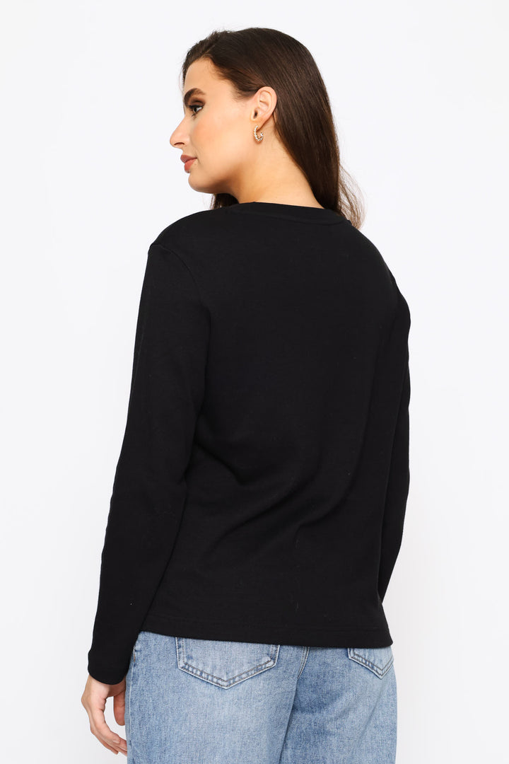 Interlock Boxy Crewneck - Black