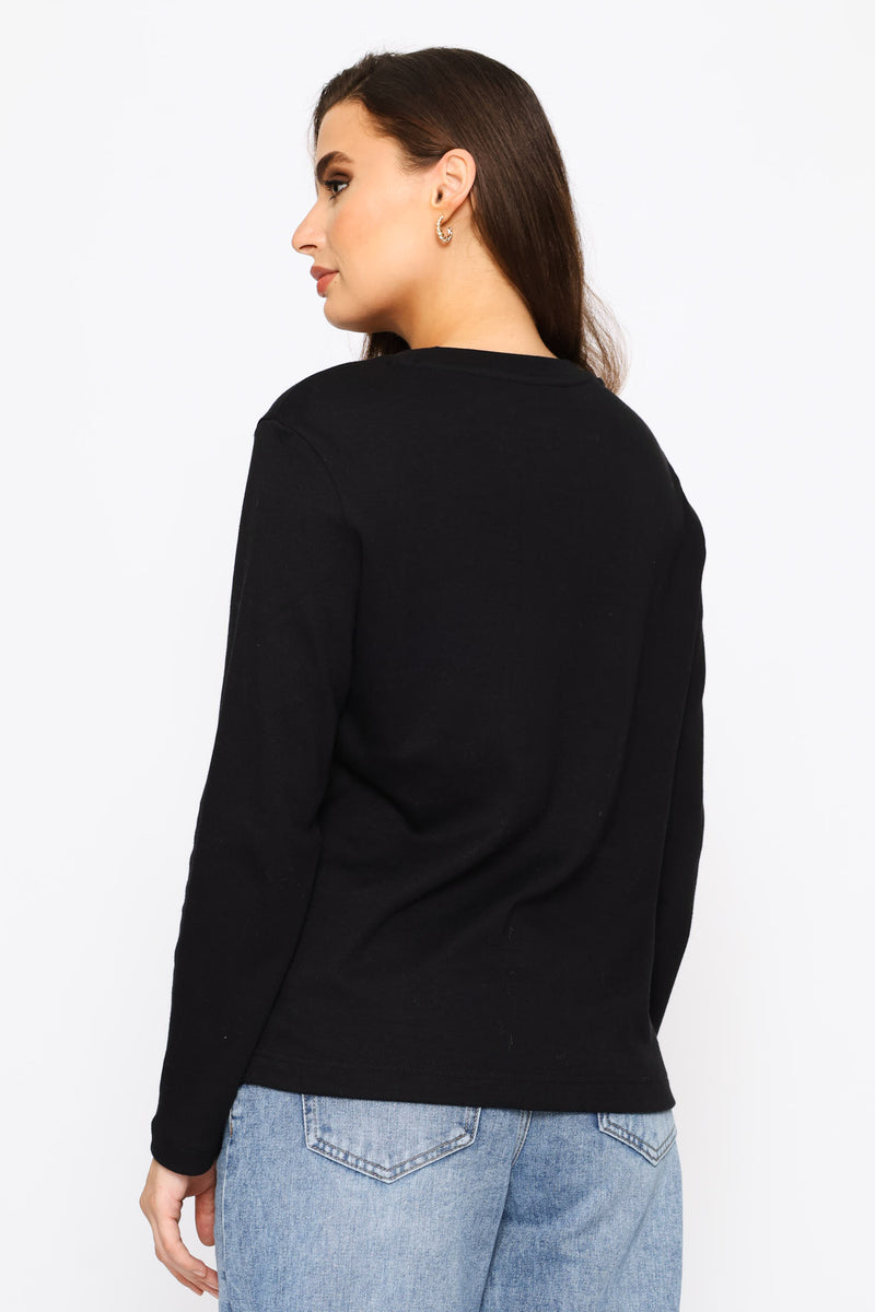 Interlock Boxy Crewneck - Black