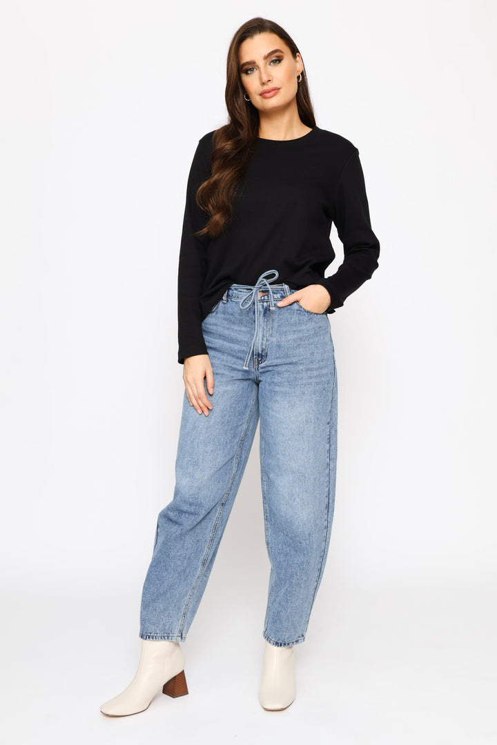 Interlock Boxy Crewneck - Black