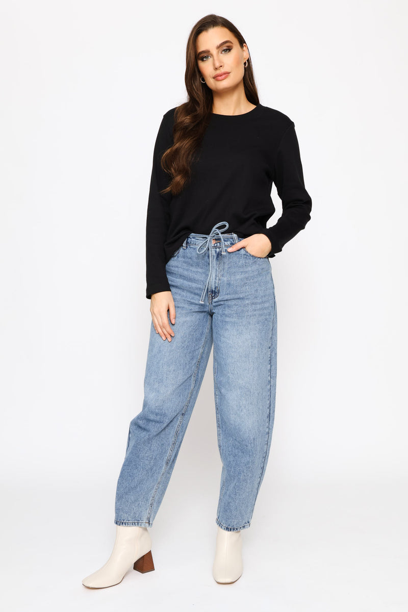 Interlock Boxy Crewneck - Black