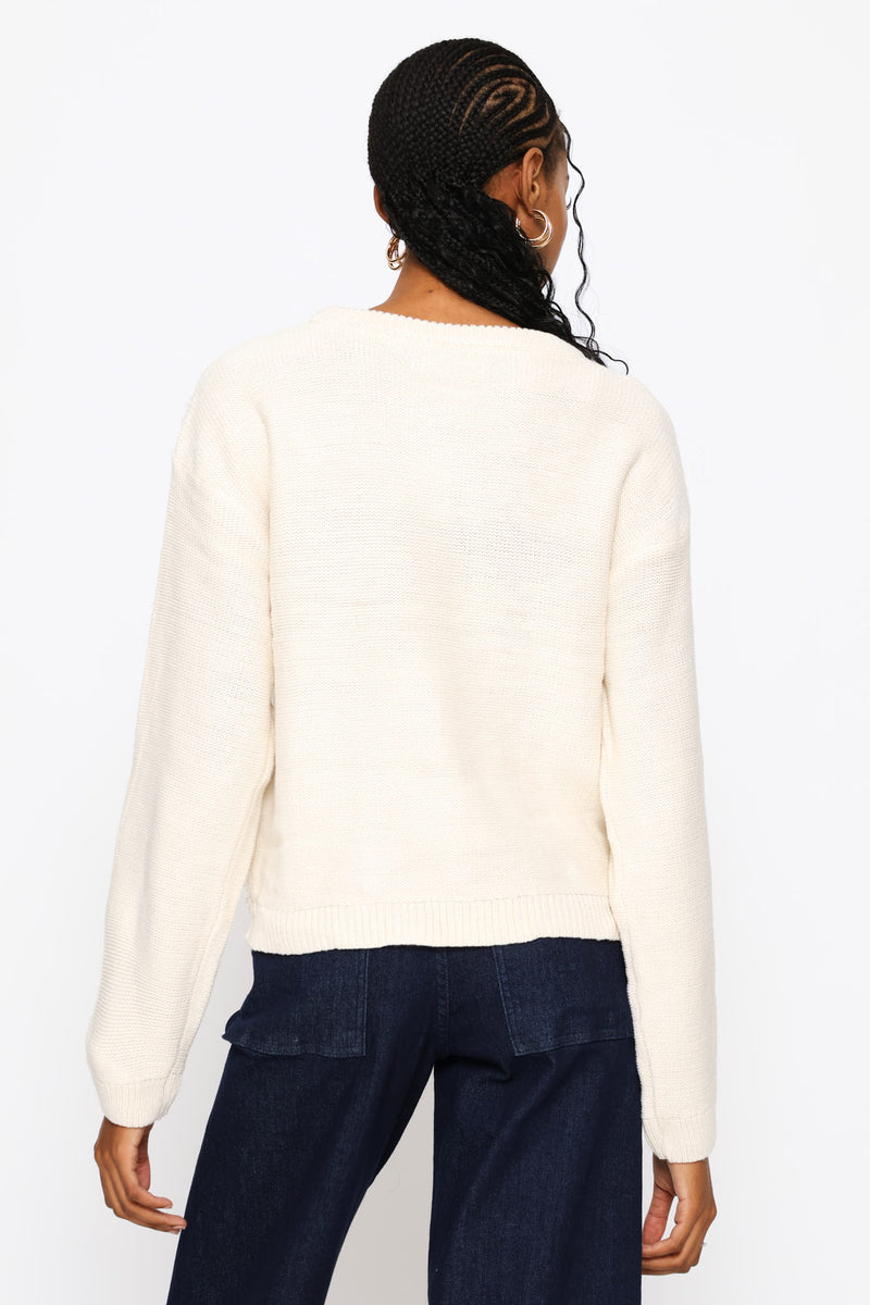 Fringed Detail Pullover - Oatmeal Melange
