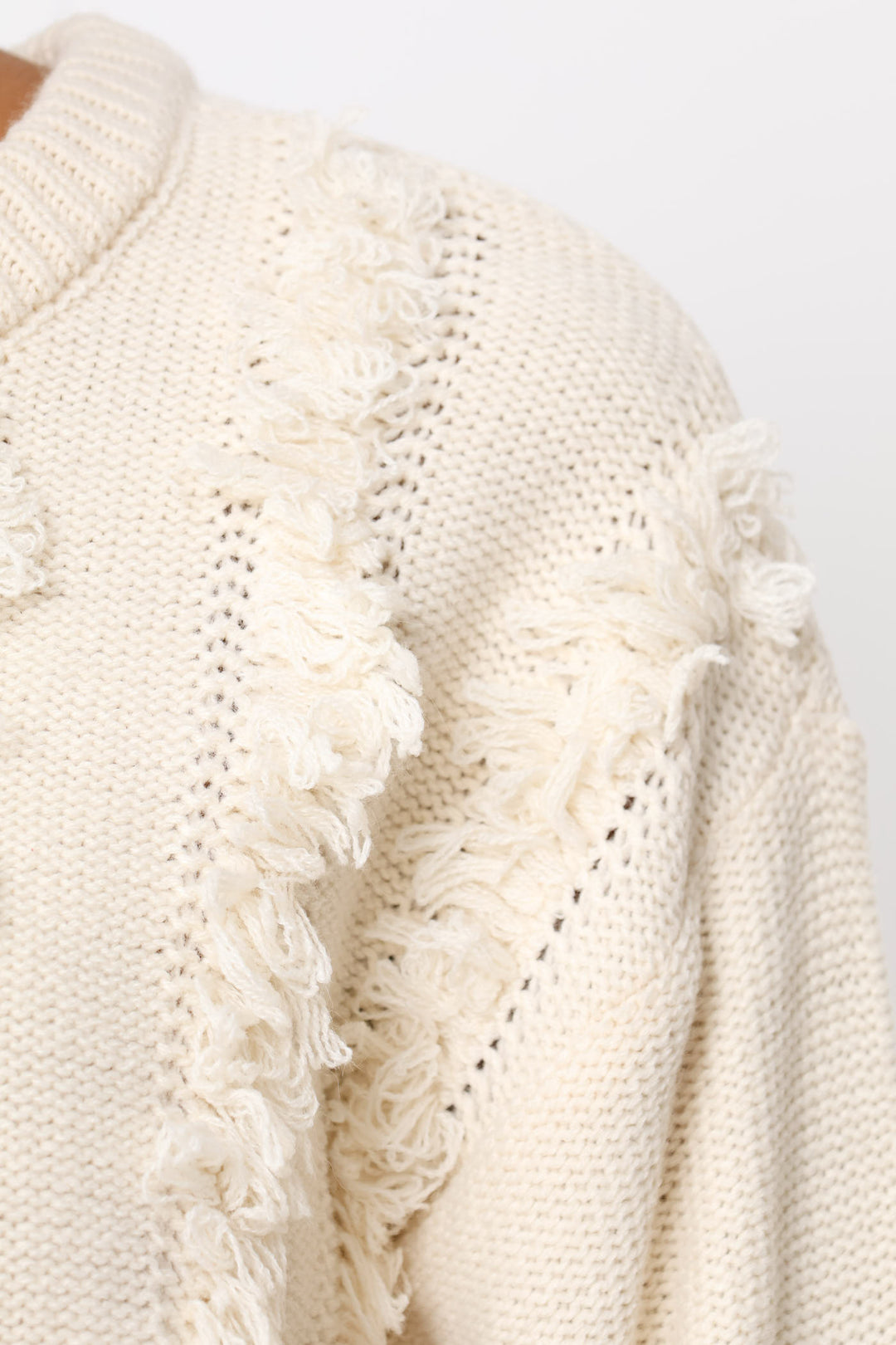 Fringed Detail Pullover - Oatmeal Melange