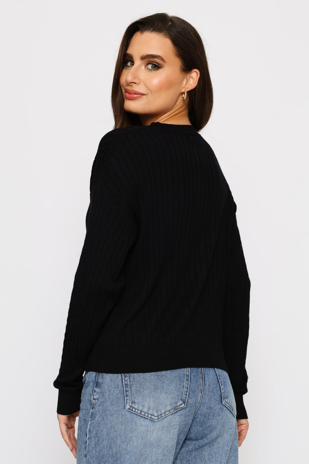 Cable Knit Cardigan - Black