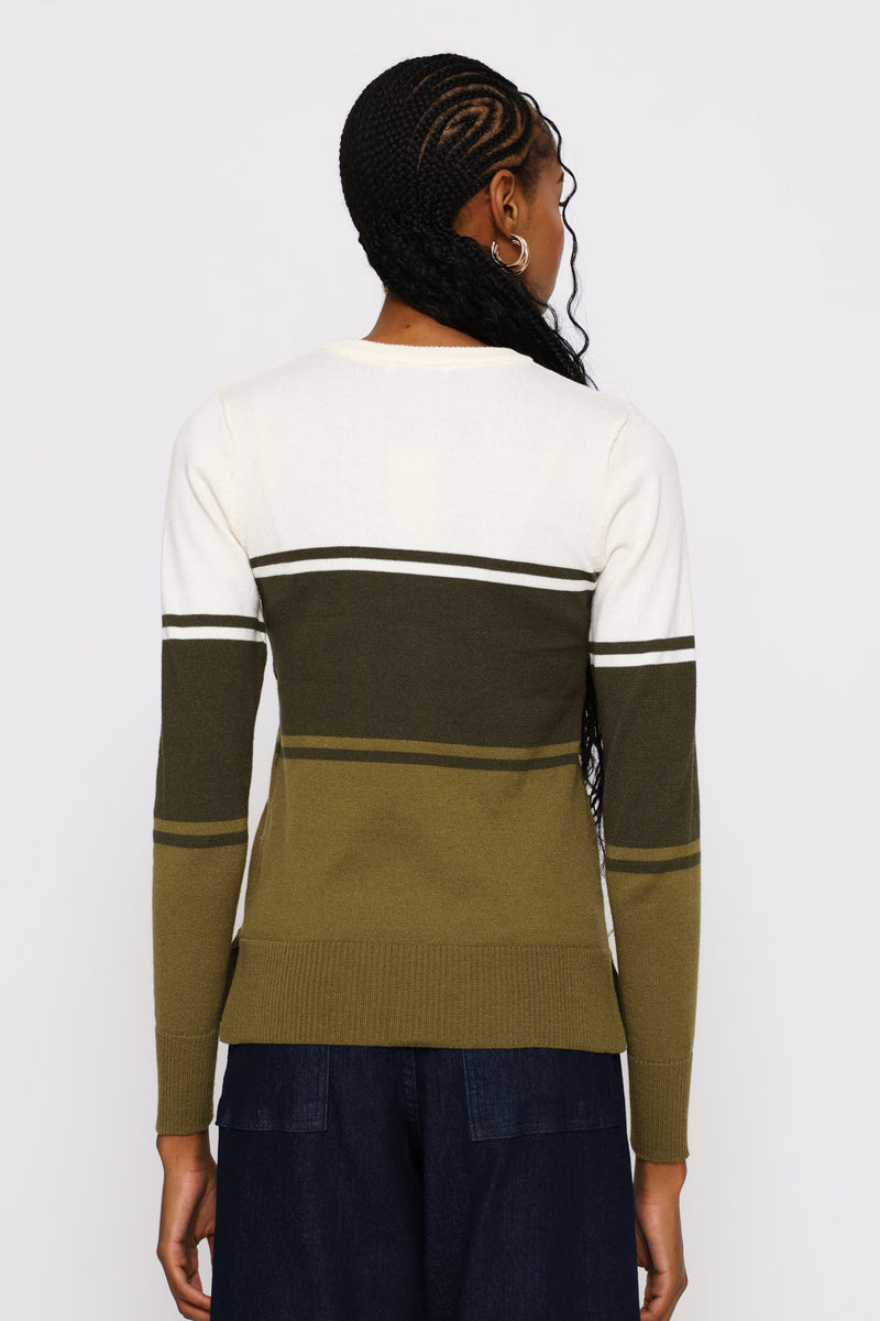 Colourblock Pullover - Dark Fatigue/Cream