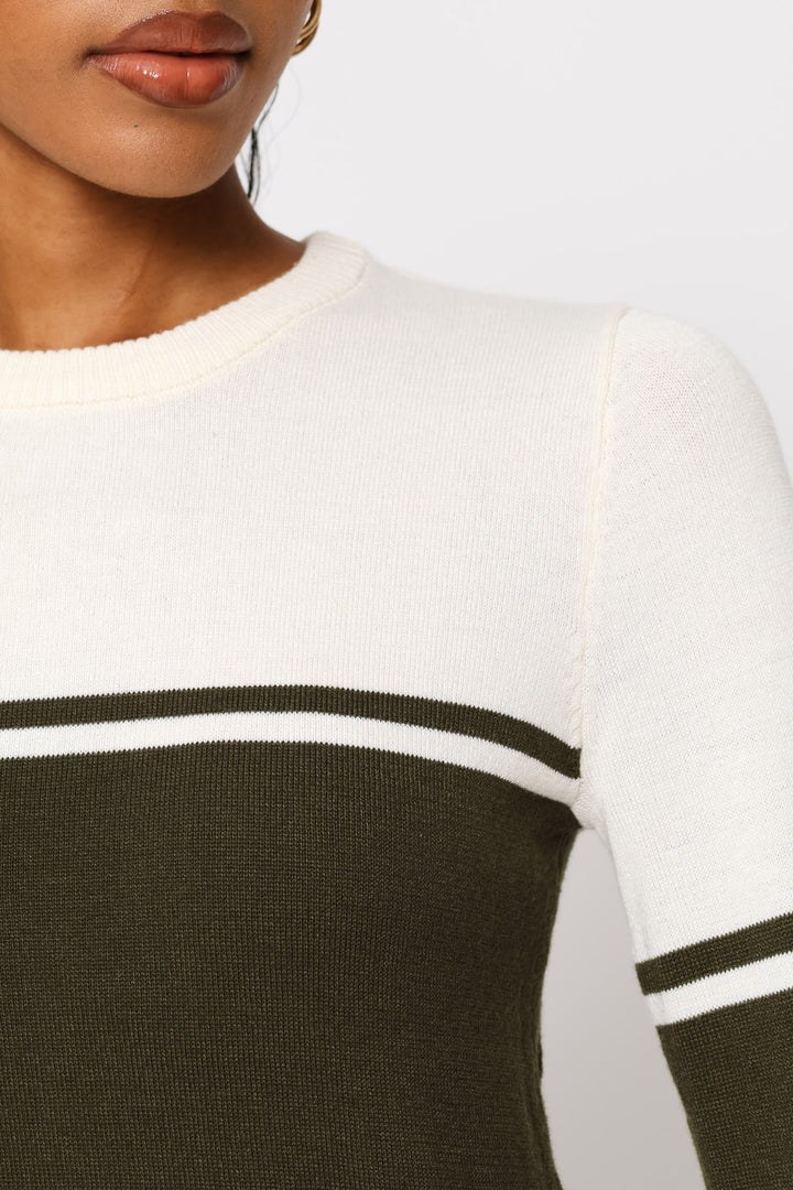 Colourblock Pullover - Dark Fatigue/Cream