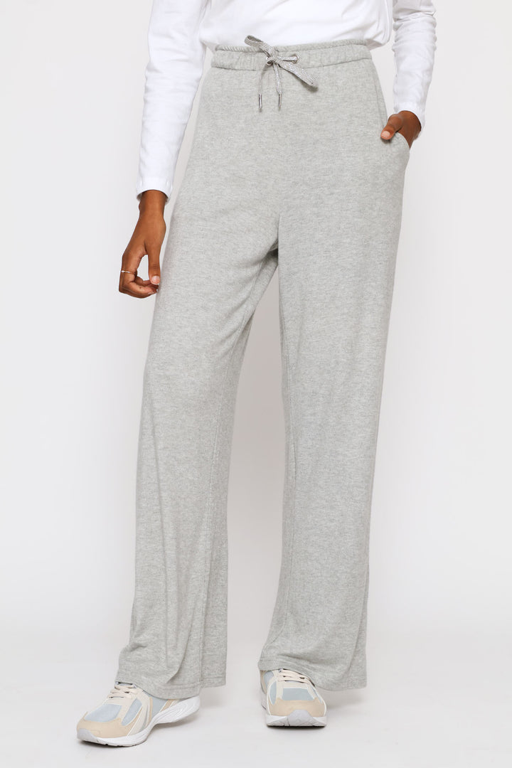 Luxe Leisure Wide Leg Trackpants - Grey Melange