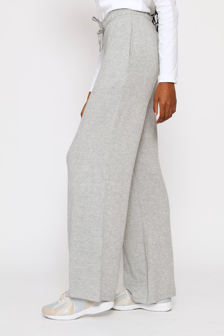 Luxe Leisure Wide Leg Trackpants - Grey Melange
