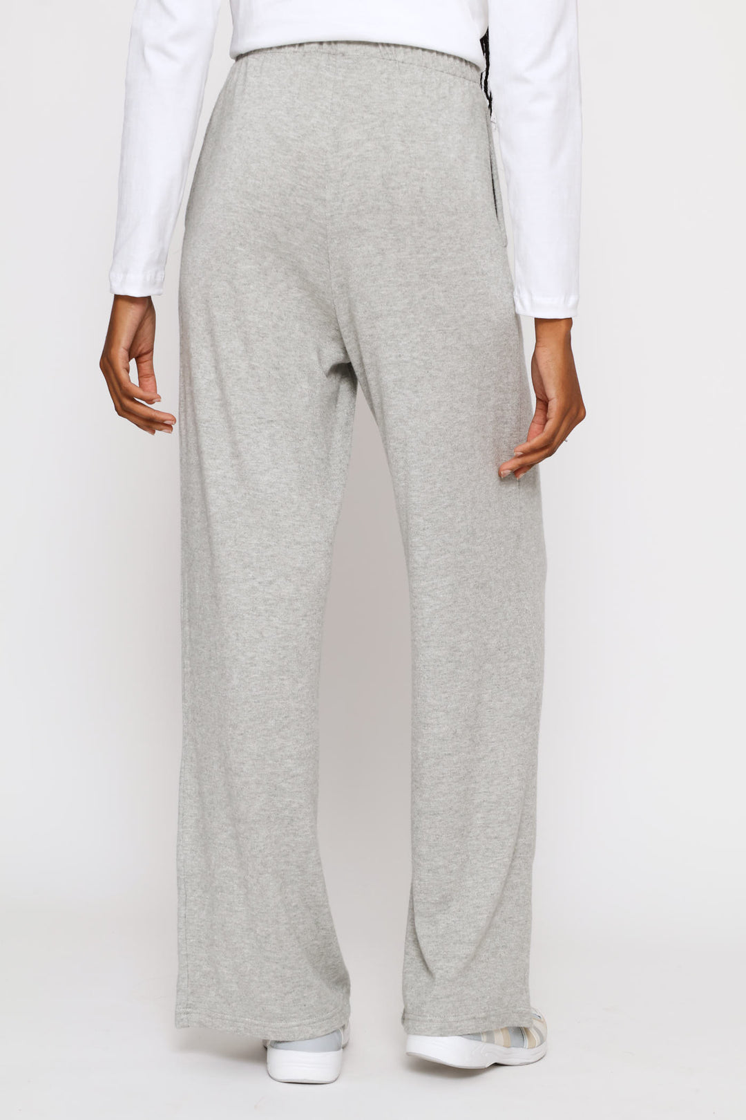 Luxe Leisure Wide Leg Trackpants - Grey Melange