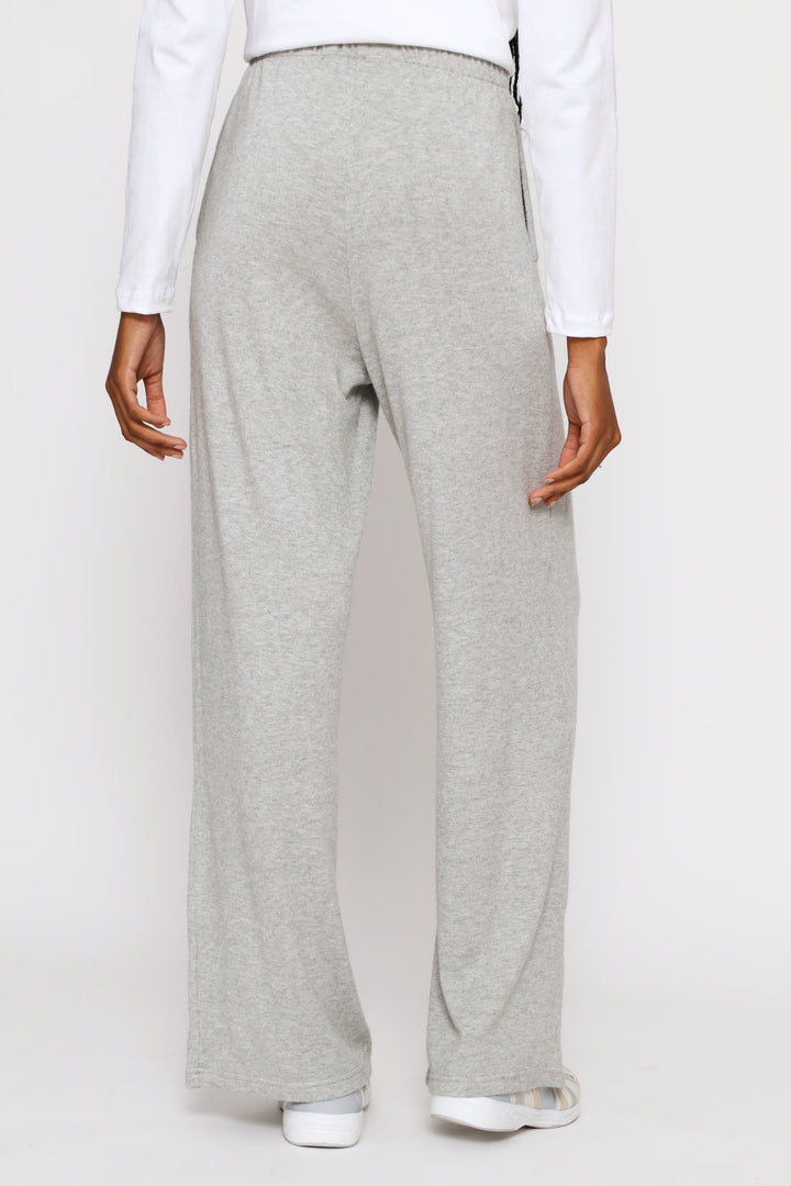 Luxe Leisure Wide Leg Trackpants - Grey Melange