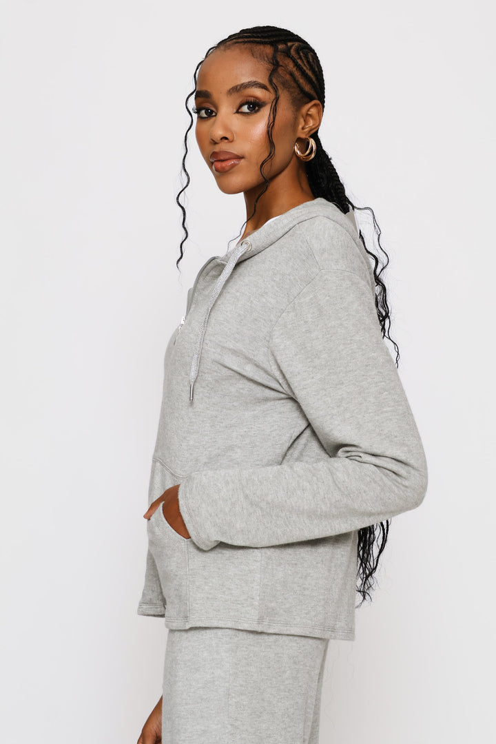 Zip Through Luxe Leisure Hoody - Grey Melange