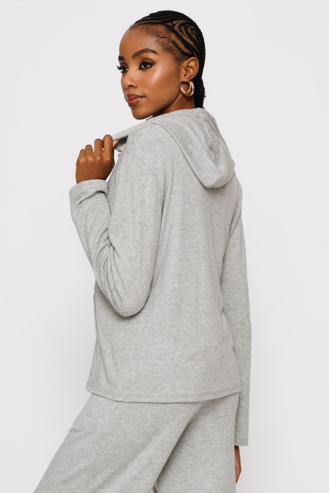 Zip Through Luxe Leisure Hoody - Grey Melange