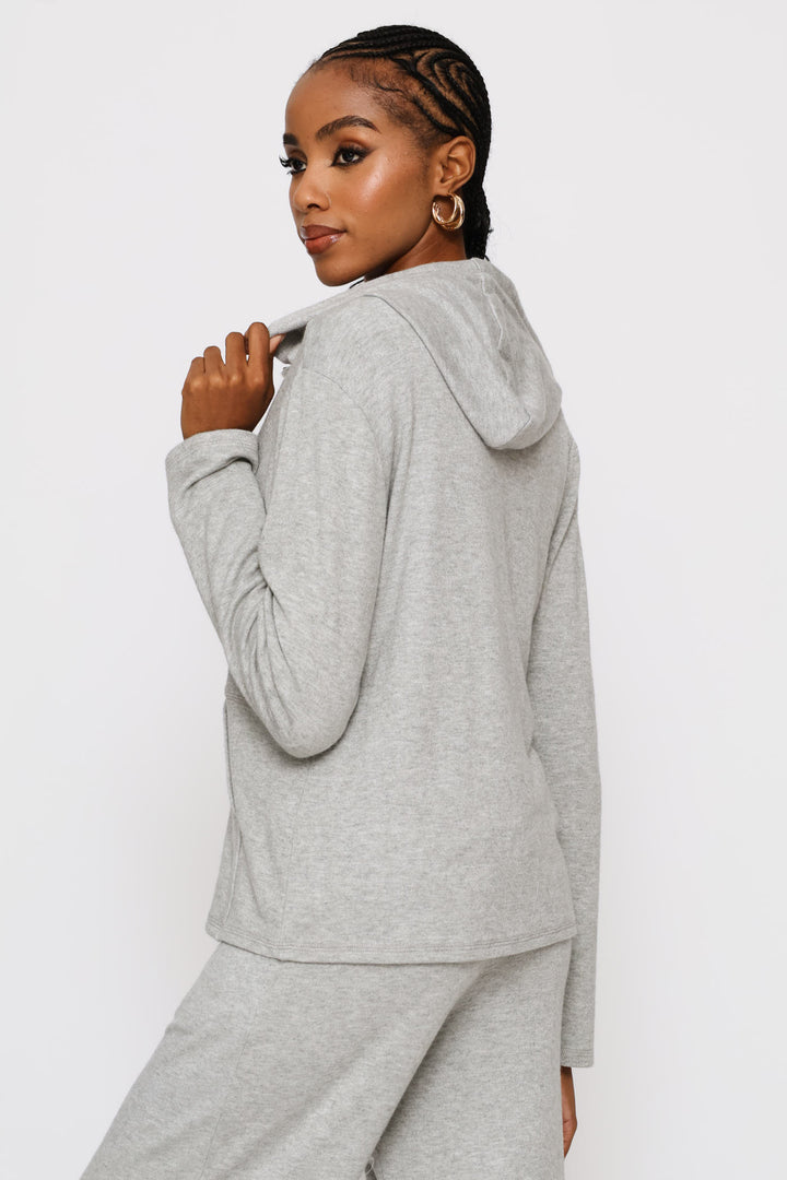 Zip Through Luxe Leisure Hoody - Grey Melange