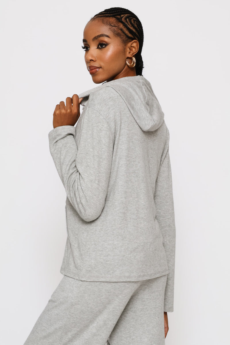 Zip Through Luxe Leisure Hoody - Grey Melange