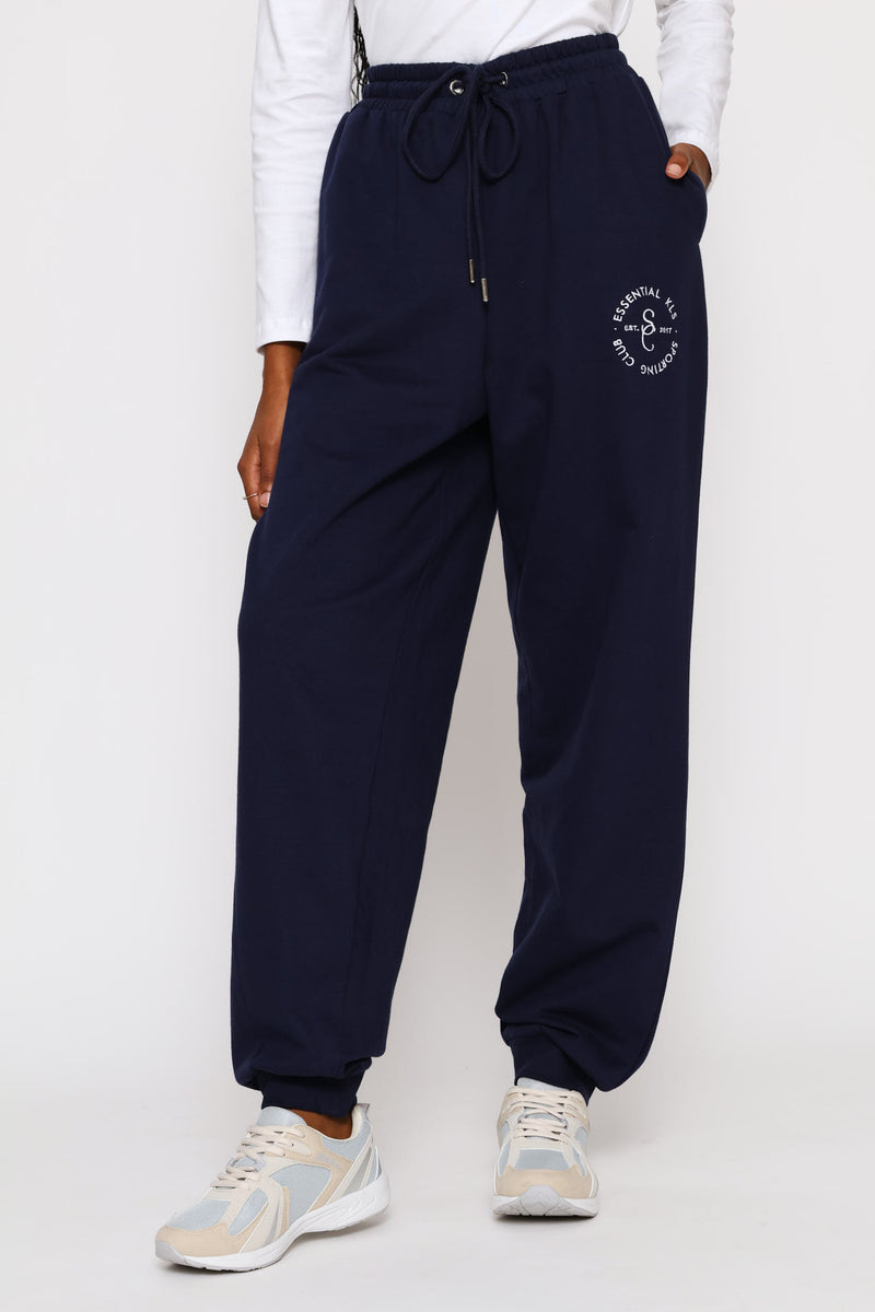 Classic Cotton Fleece Emblem Jogger - French Navy