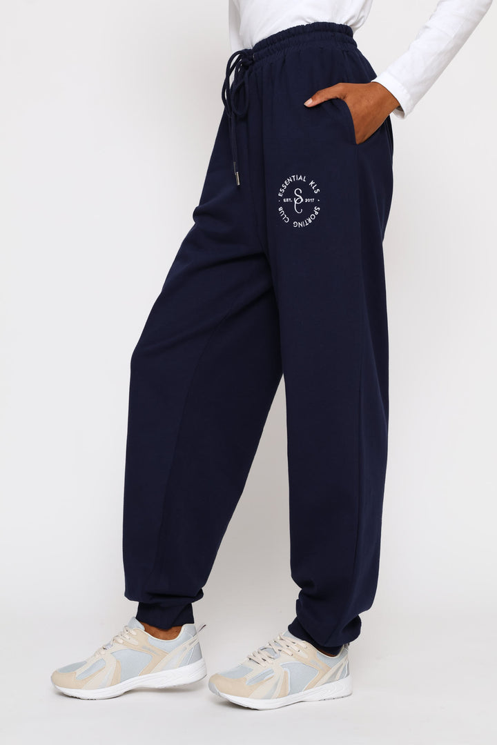 Classic Cotton Fleece Emblem Jogger - French Navy