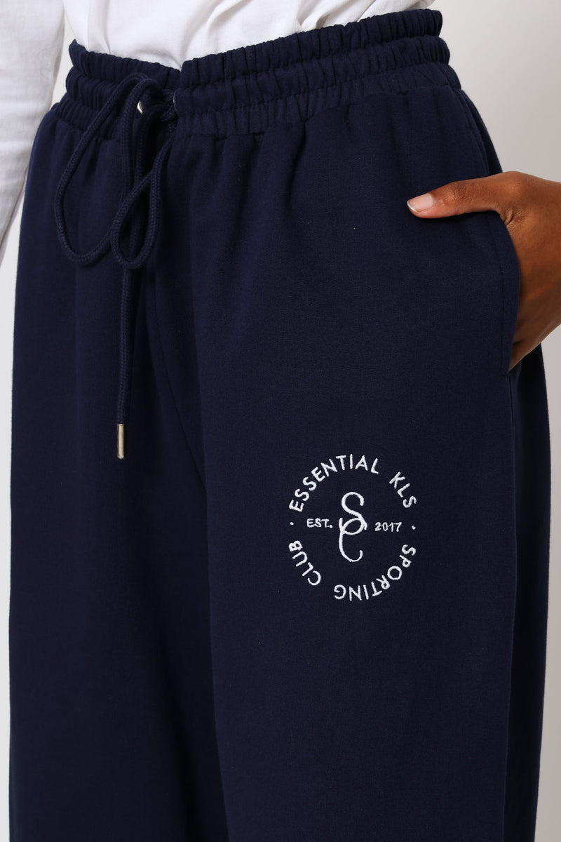 Classic Cotton Fleece Emblem Jogger - French Navy