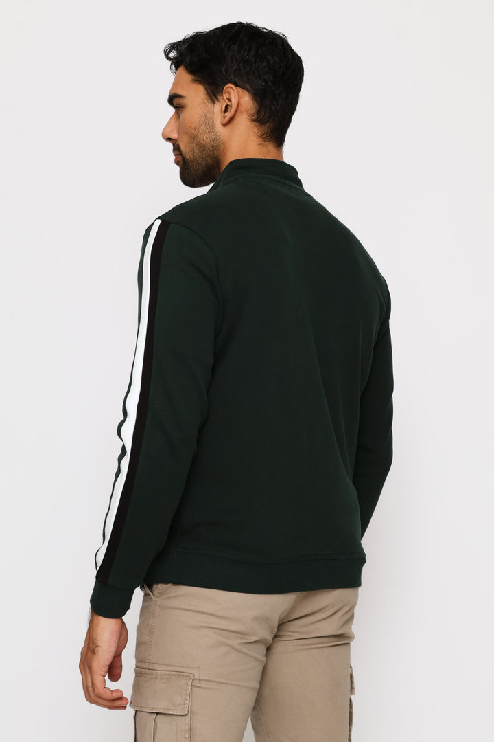 SA Supporters Chest Print Zip Thru Fleece Top - Dark Green