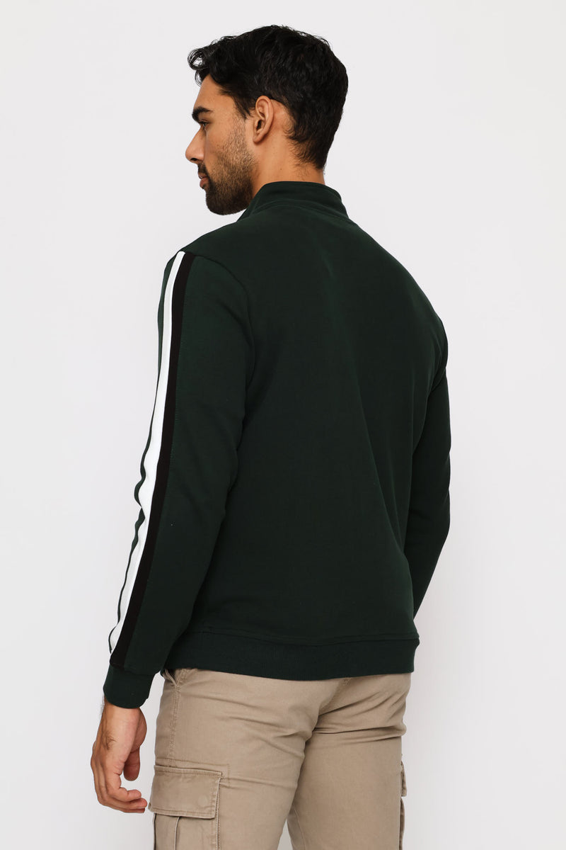 SA Supporters Chest Print Zip Thru Fleece Top - Dark Green