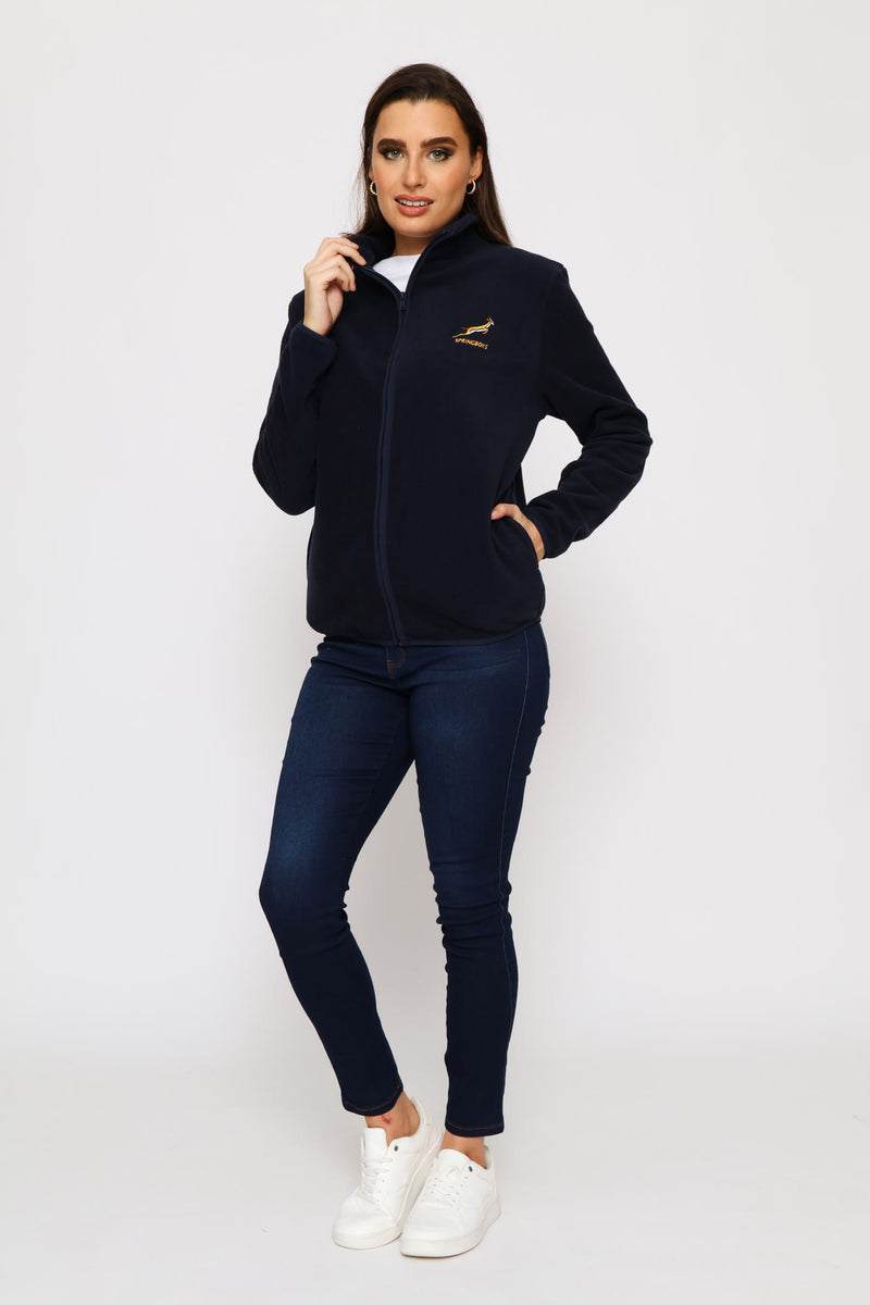 Springboks Fleece Zip Through Jacket - Navy