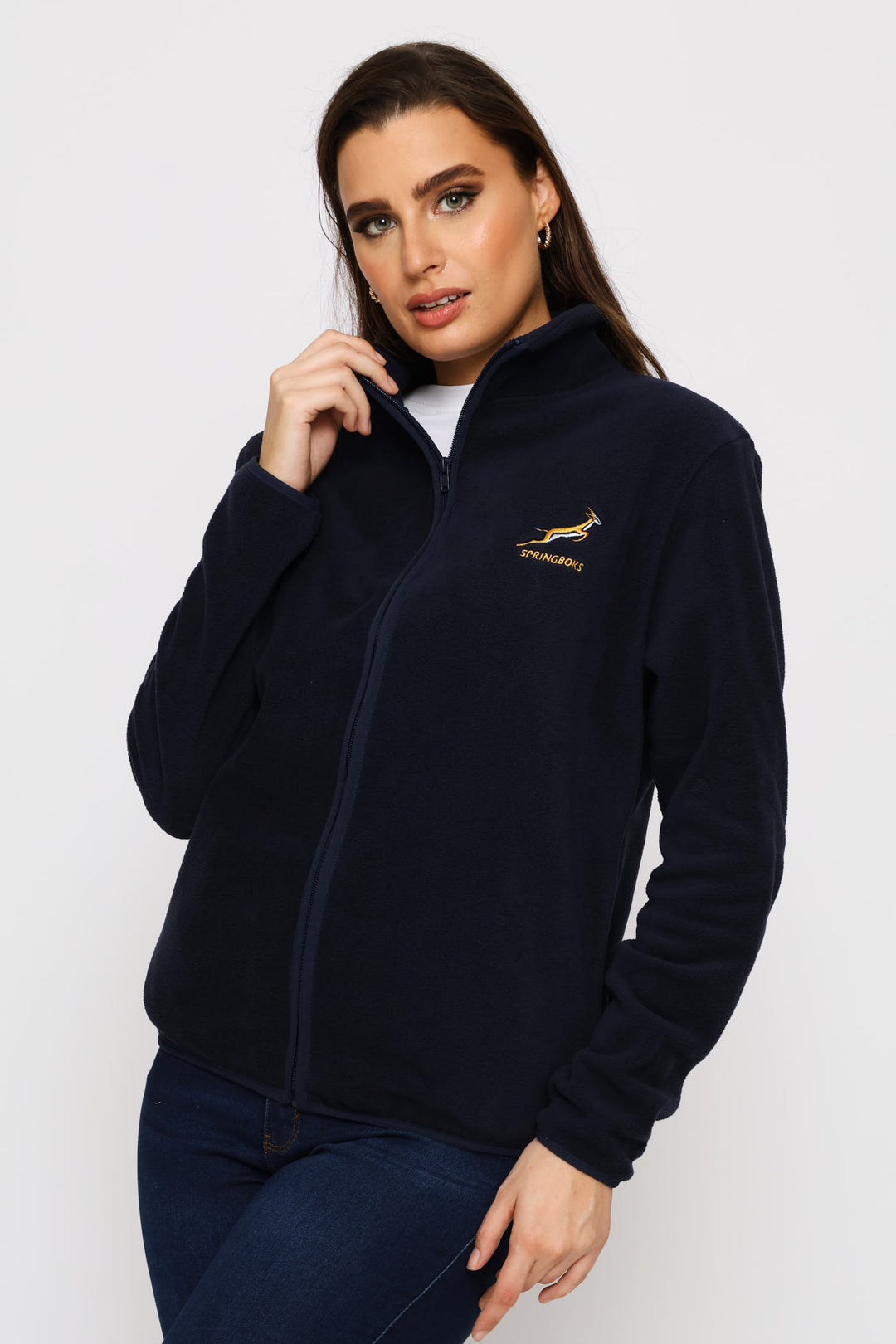 Springboks Fleece Zip Through Jacket - Navy