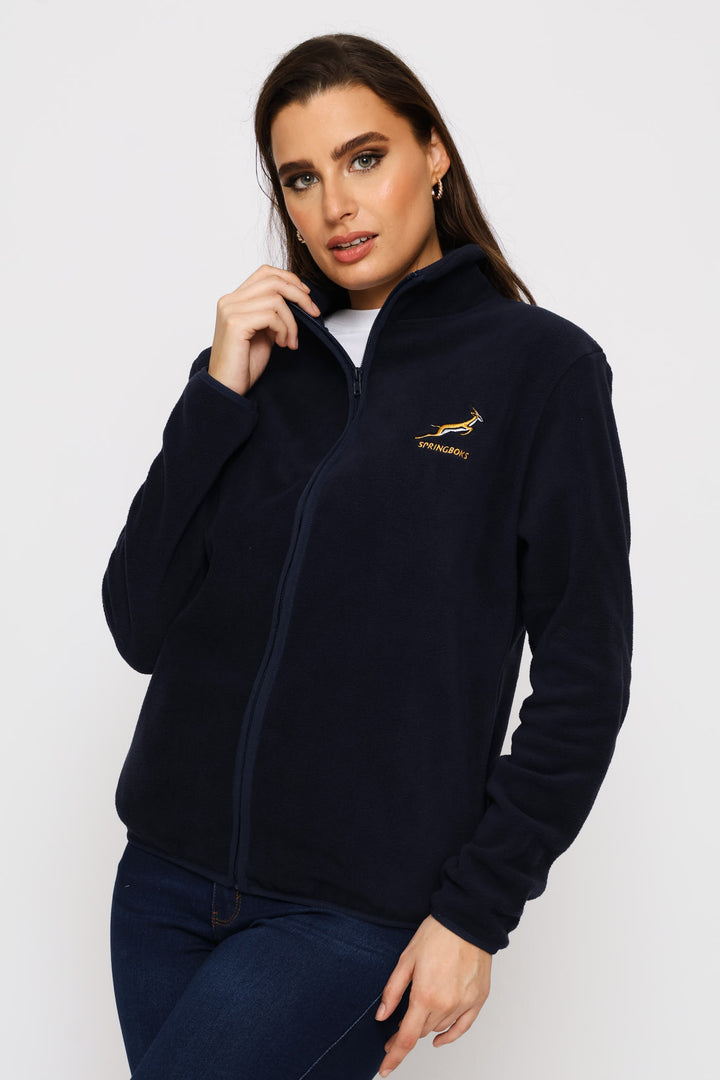 Springboks Fleece Zip Through Jacket - Navy