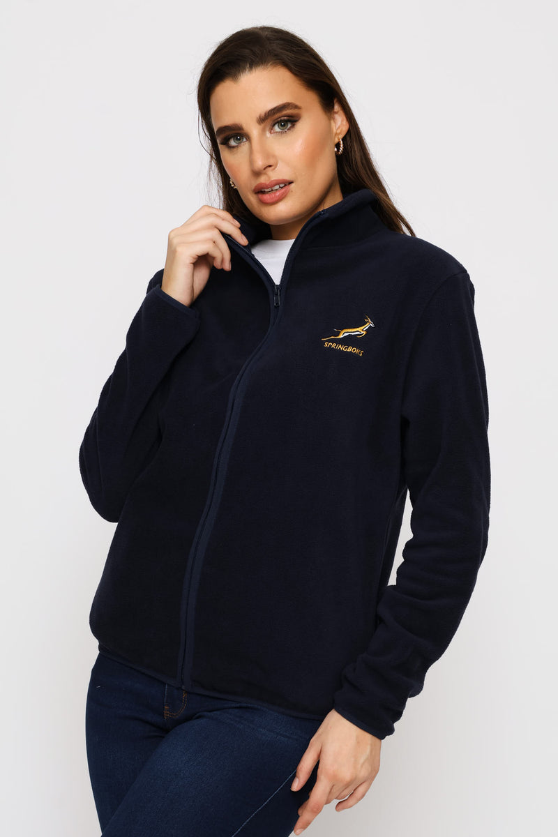 Springboks Fleece Zip Through Jacket - Navy