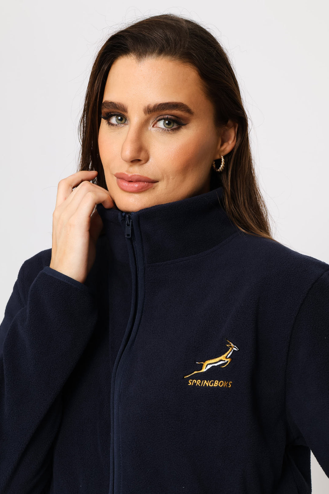 Springboks Fleece Zip Through Jacket - Navy