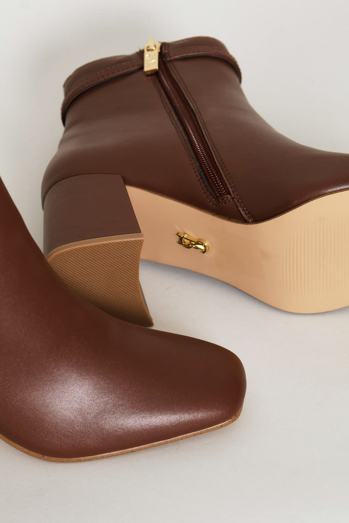 Block Heel Boot - Coffee