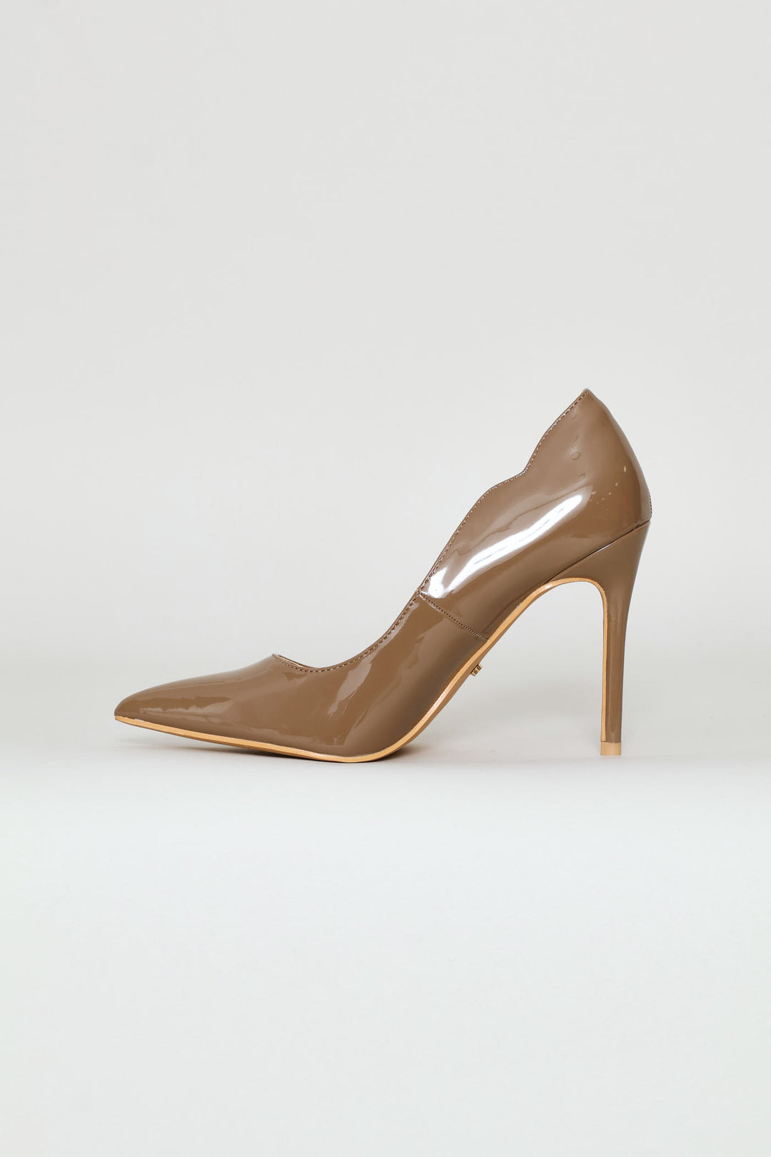 Lola 1 Scalloped Patent Stiletto Heel - Taupe