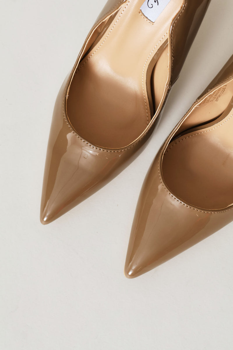 Lola 1 Scalloped Patent Stiletto Heel - Taupe