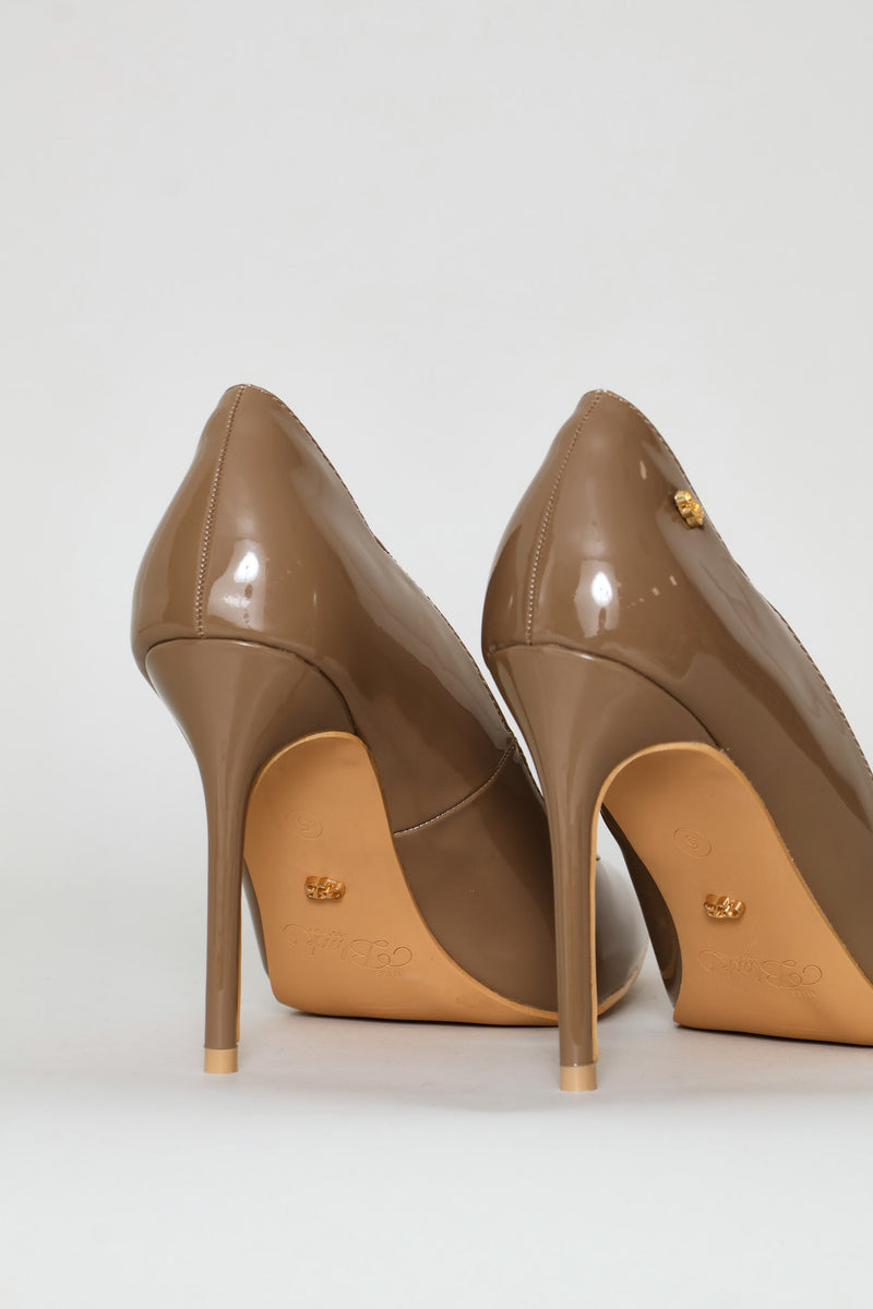 Lola 1 Scalloped Patent Stiletto Heel - Taupe