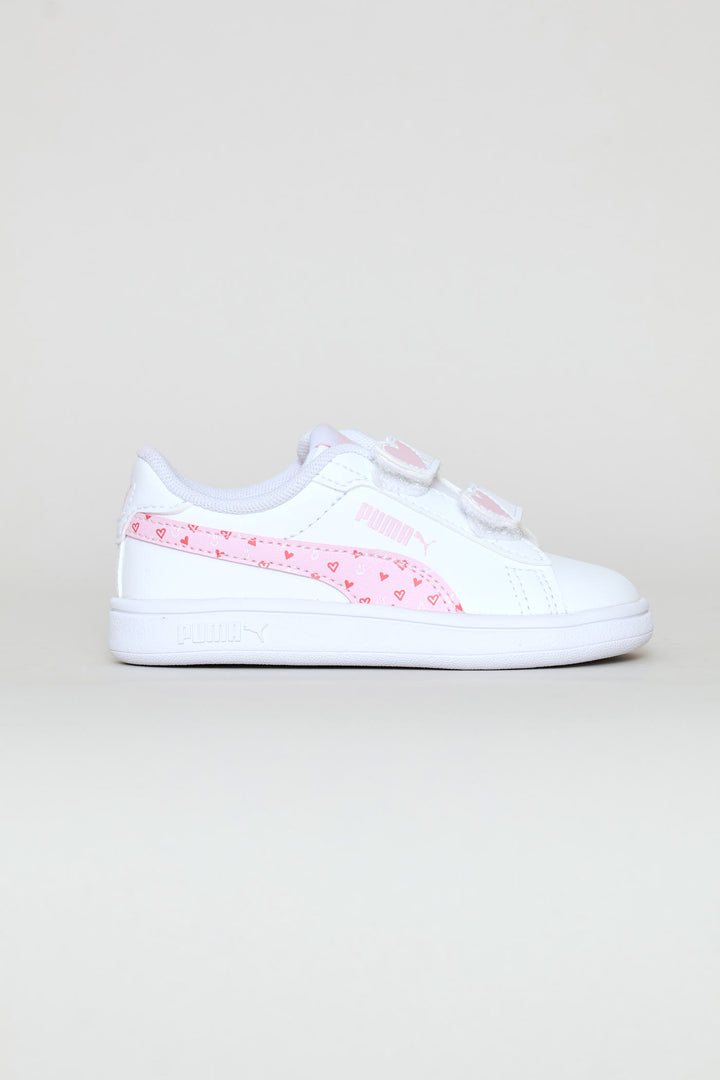 Pre-Girls Smash 3.0 Hearty V Sneaker - White/Pink