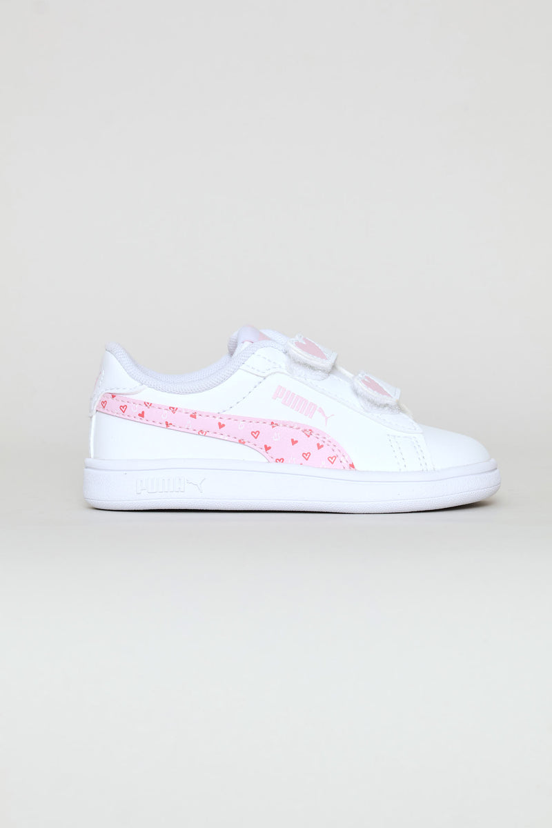 Pre-Girls Smash 3.0 Hearty V Sneaker - White/Pink