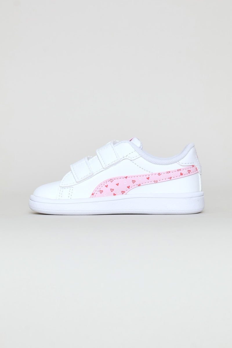 Pre-Girls Smash 3.0 Hearty V Sneaker - White/Pink