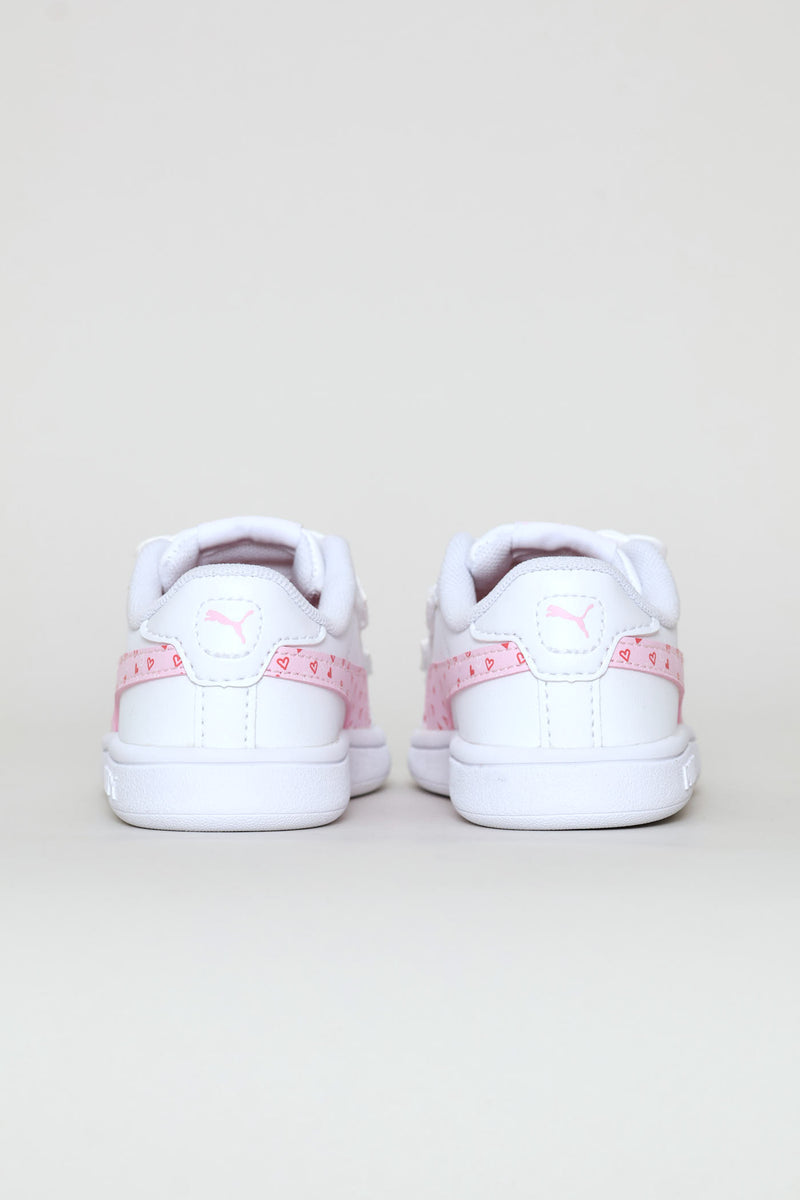 Pre-Girls Smash 3.0 Hearty V Sneaker - White/Pink