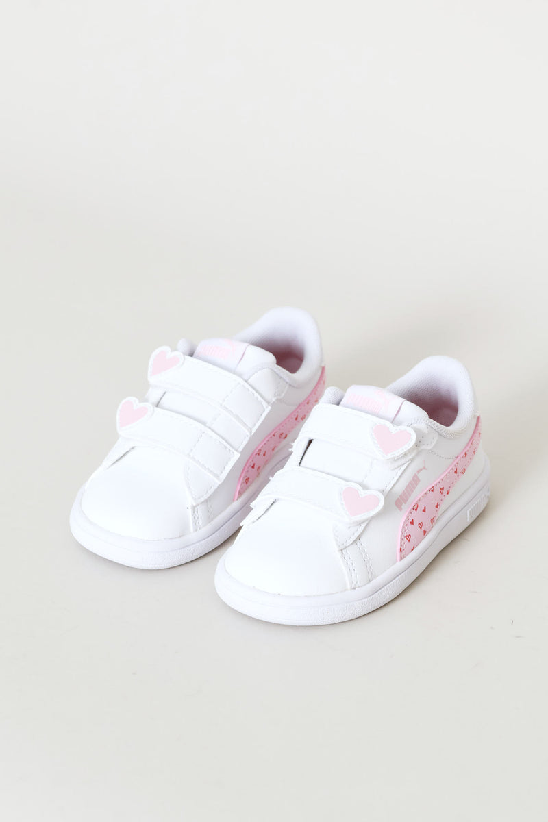 Pre-Girls Smash 3.0 Hearty V Sneaker - White/Pink