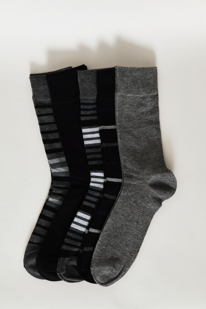 5 Pack Fashion Anklet - Black/Grey