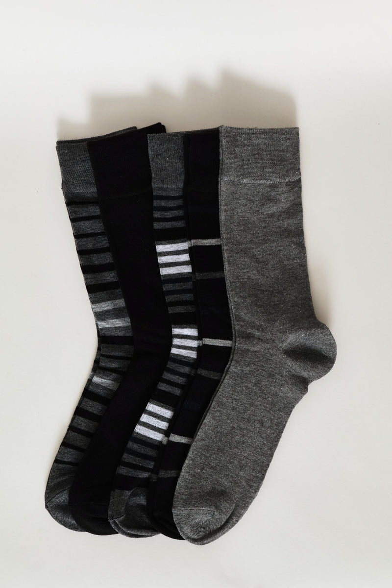 5 Pack Fashion Anklet - Black/Grey