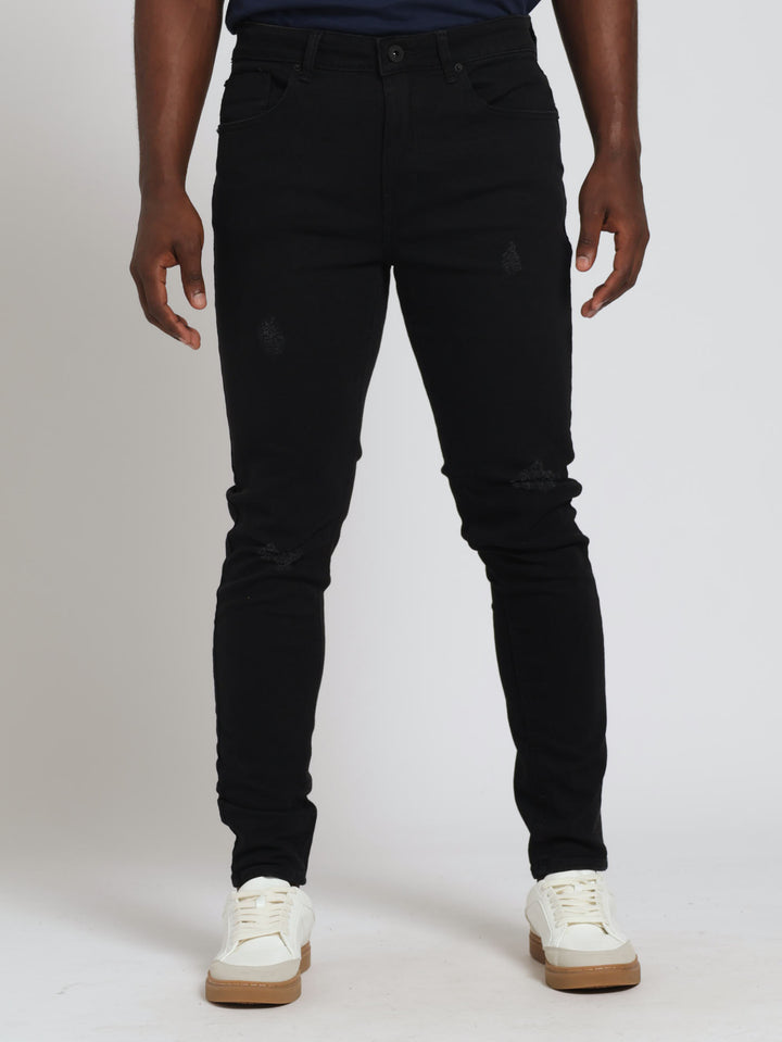 Ripped Super Skinny Denim Jean - Black
