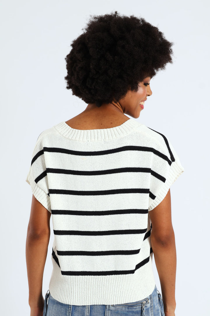Stripe Knit Tee - White