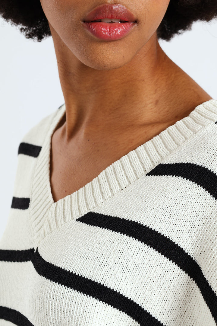 Stripe Knit Tee - White