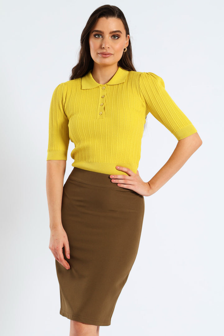 Basic Career Skirt - Brown