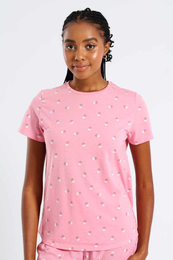 Short Sleeve Spots Tee - Pink
