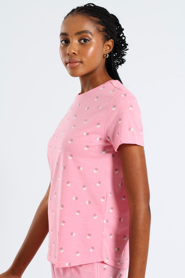 Short Sleeve Spots Tee - Pink
