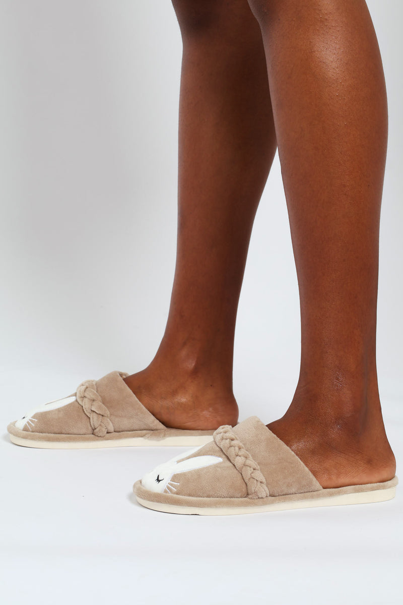 Braided Detail Slipper - Stone