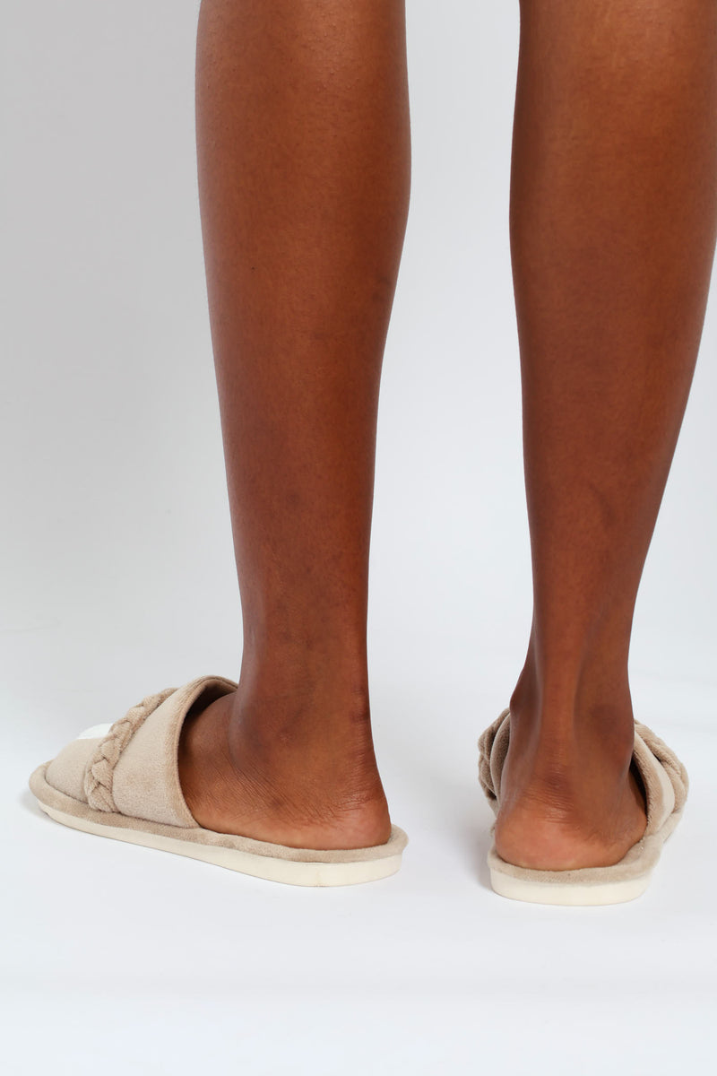 Braided Detail Slipper - Stone