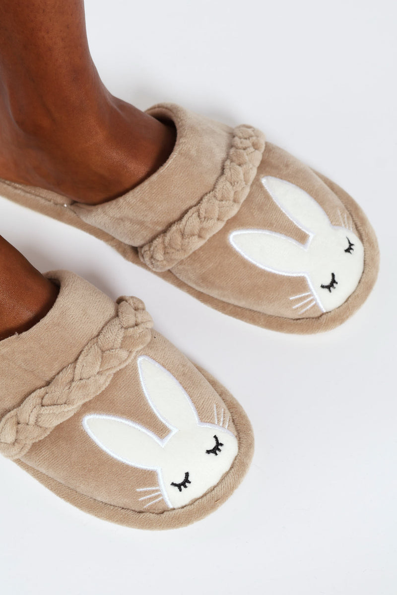 Braided Detail Slipper - Stone
