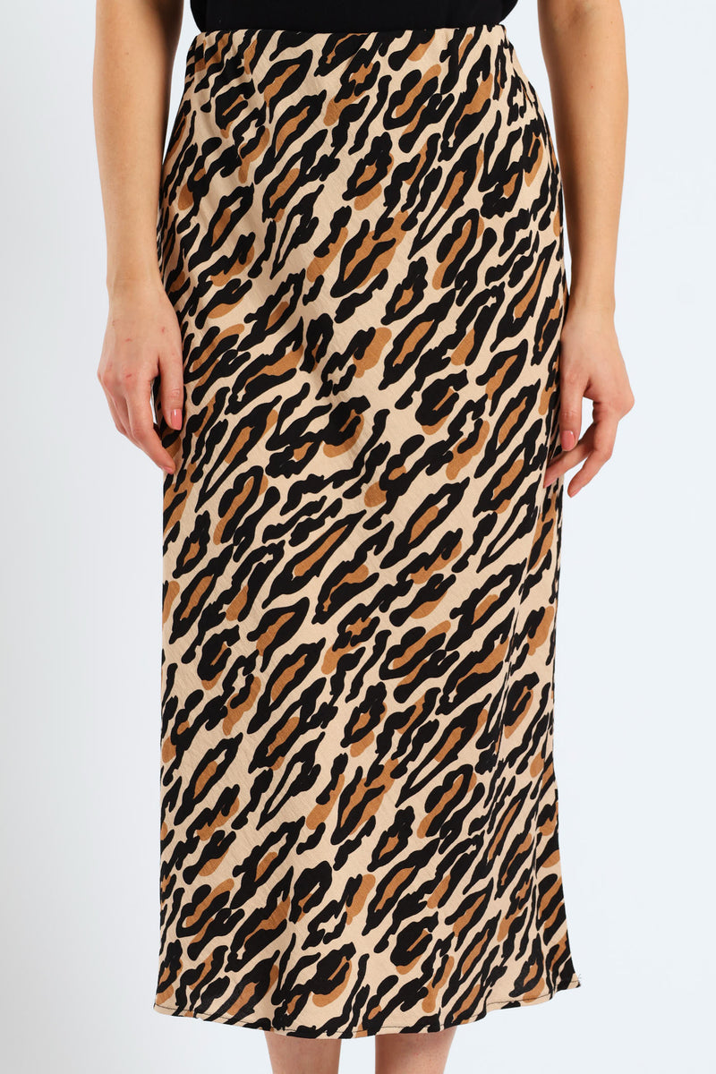 Pull On Bias Cut Midi Skirt - Multi